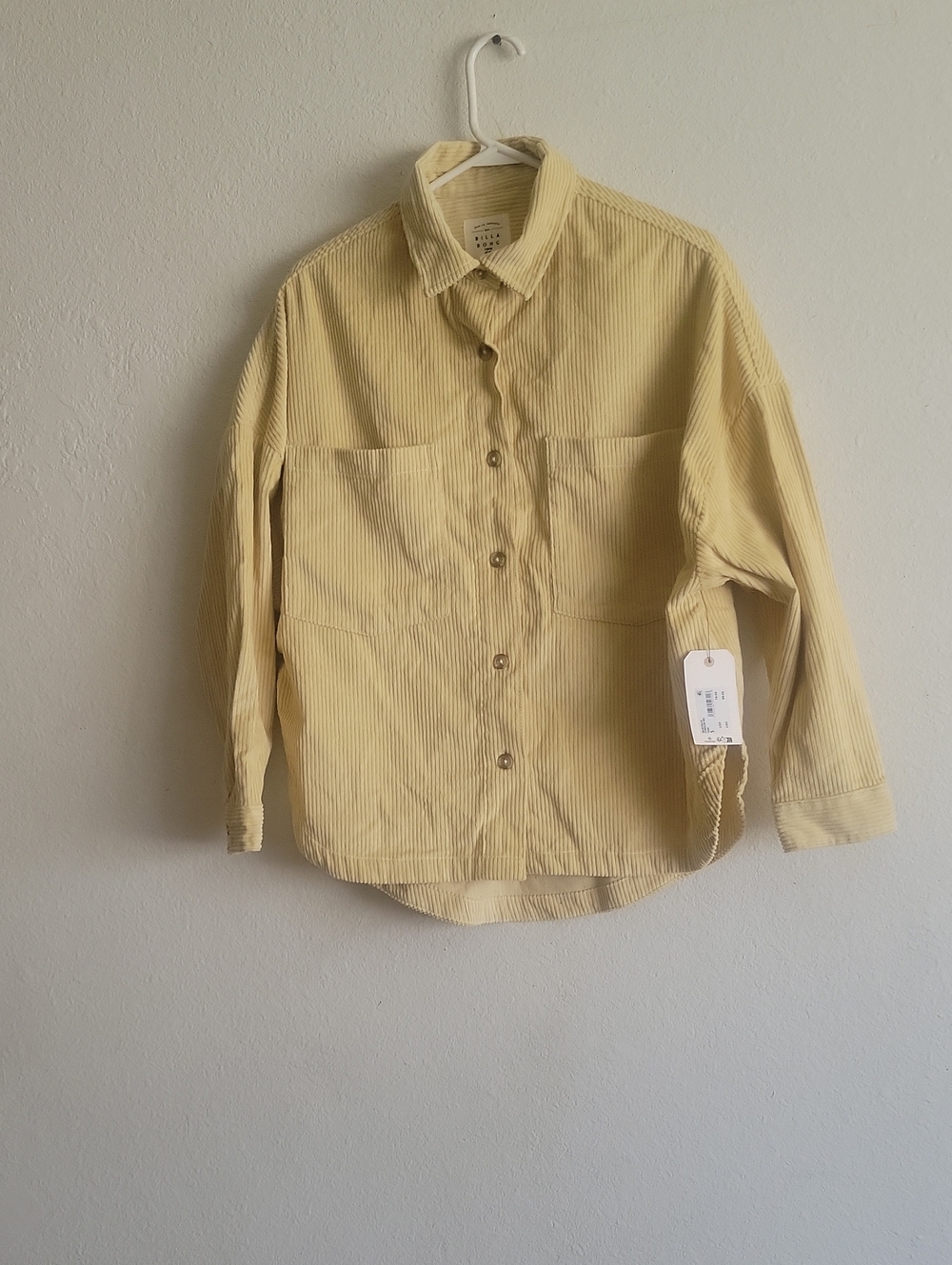Billabong Pale Yellow Corduroy Shirt Jacket